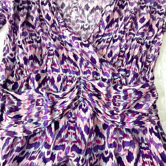 11 Uptown Dress Purple Multi-Color Abstract Print Long Sleeve, S, 64% Cupro 36% - Picture 12 of 12